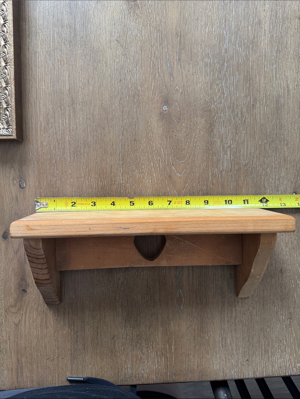Small vintage wood heart cutout shelf